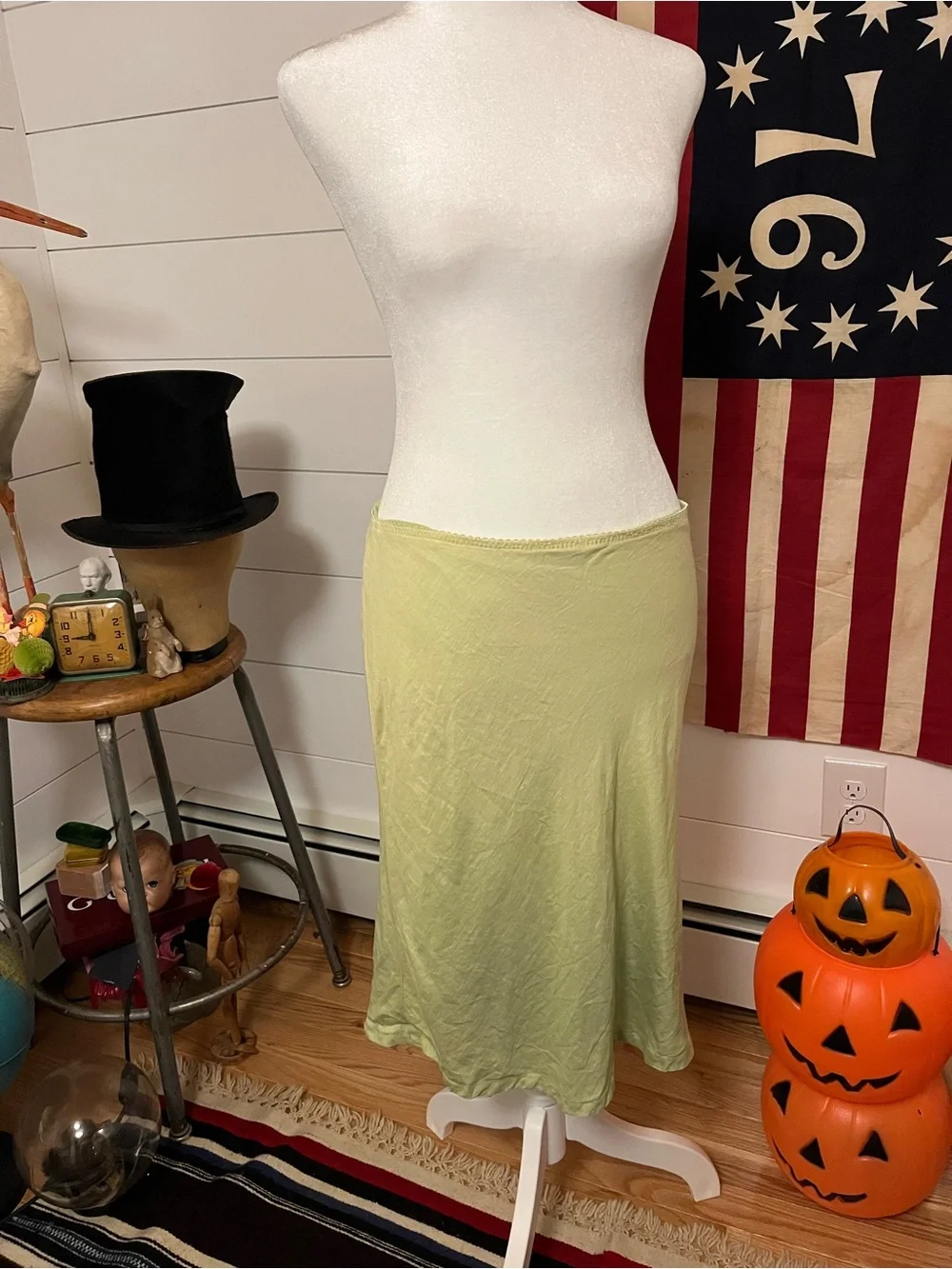 Vtg Y2K GAP Linen Cotton Skirt Yellow Green Ombre Beads 2 fairy preppy - Picture 1 of 10